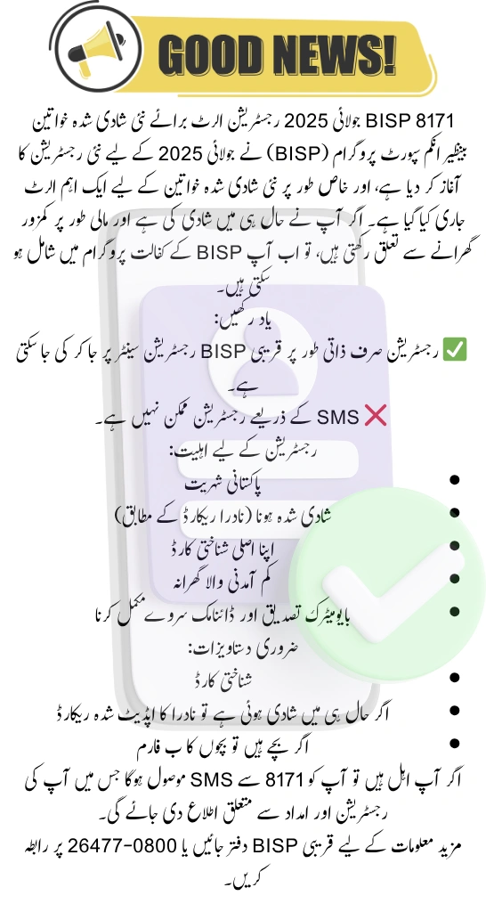 BISP 8171 July 2025 Registration Alert for Married Women