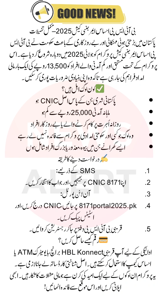 BISP Ehsaas Emergency Cash 2025 – Complete Guide to Eligibility, Application & Payment