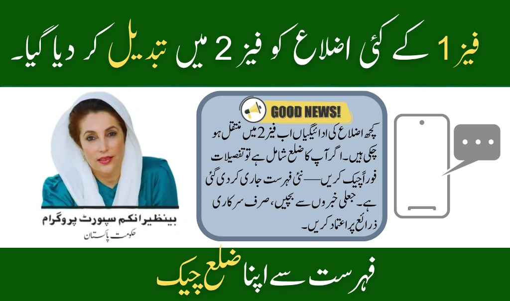 BISP Payment Update July 2025 – Phase 1 Districts Moved to Phase 2