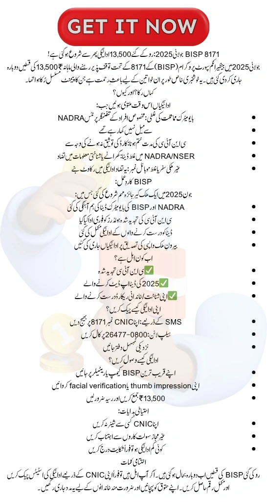 Stopped BISP 8171 Payments Now Released in July 2025